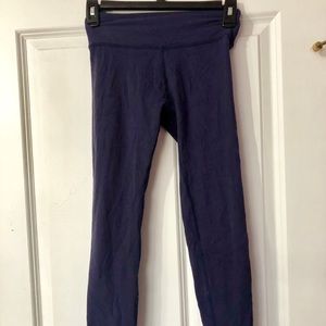 Navy Beyond Yoga Leggings with Black Crochet